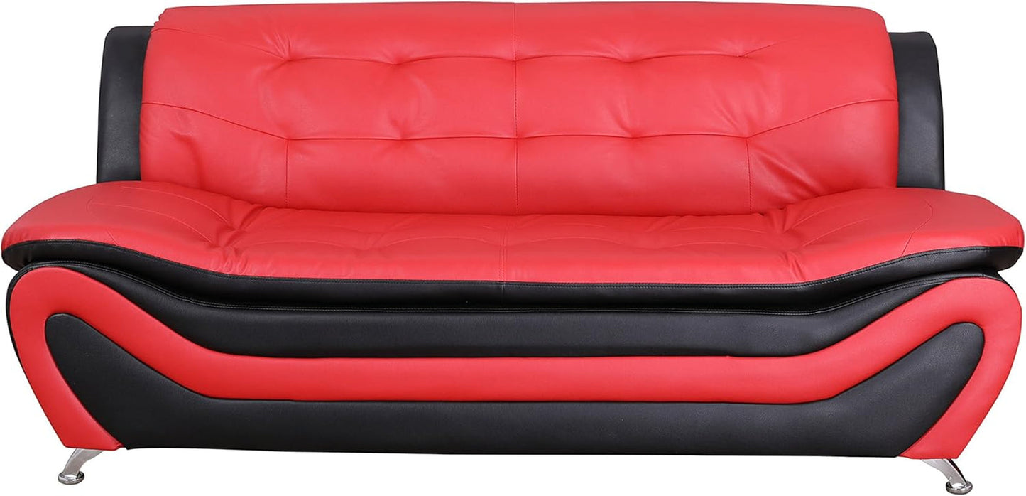 Aldo ((3 Piece) Modern Sofa Set, Black/Red-3