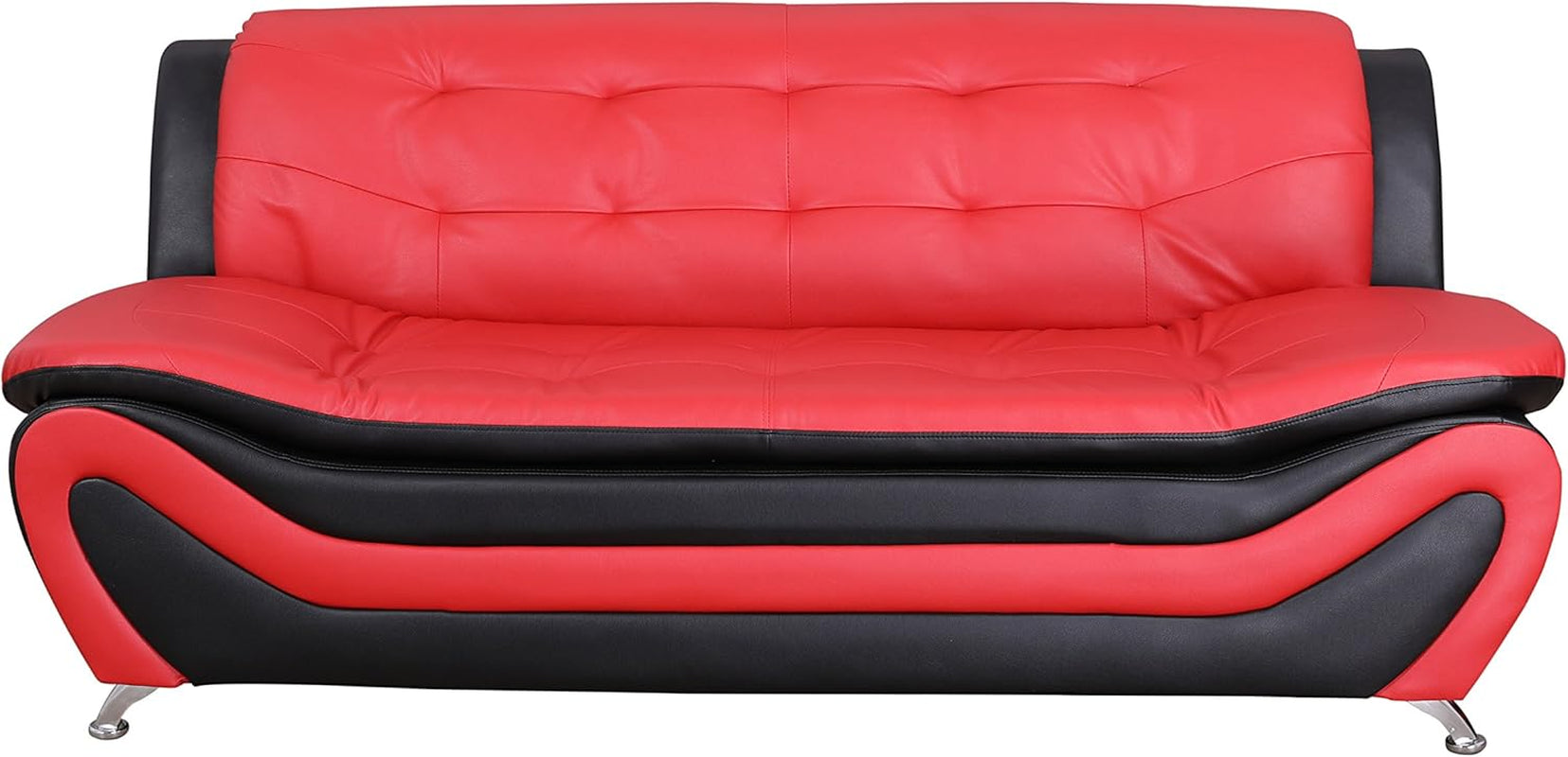 Aldo ((3 Piece) Modern Sofa Set, Black/Red-3