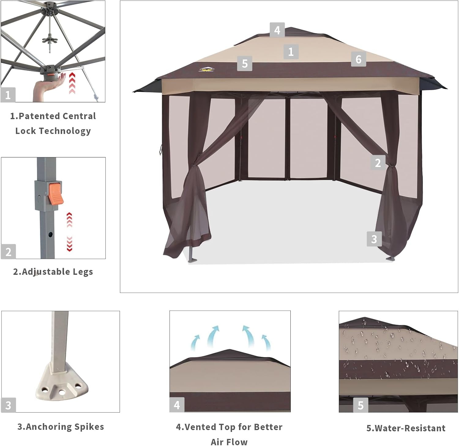 16x16 Pop Up Gazebo Mosquito Netting Patio Party-3