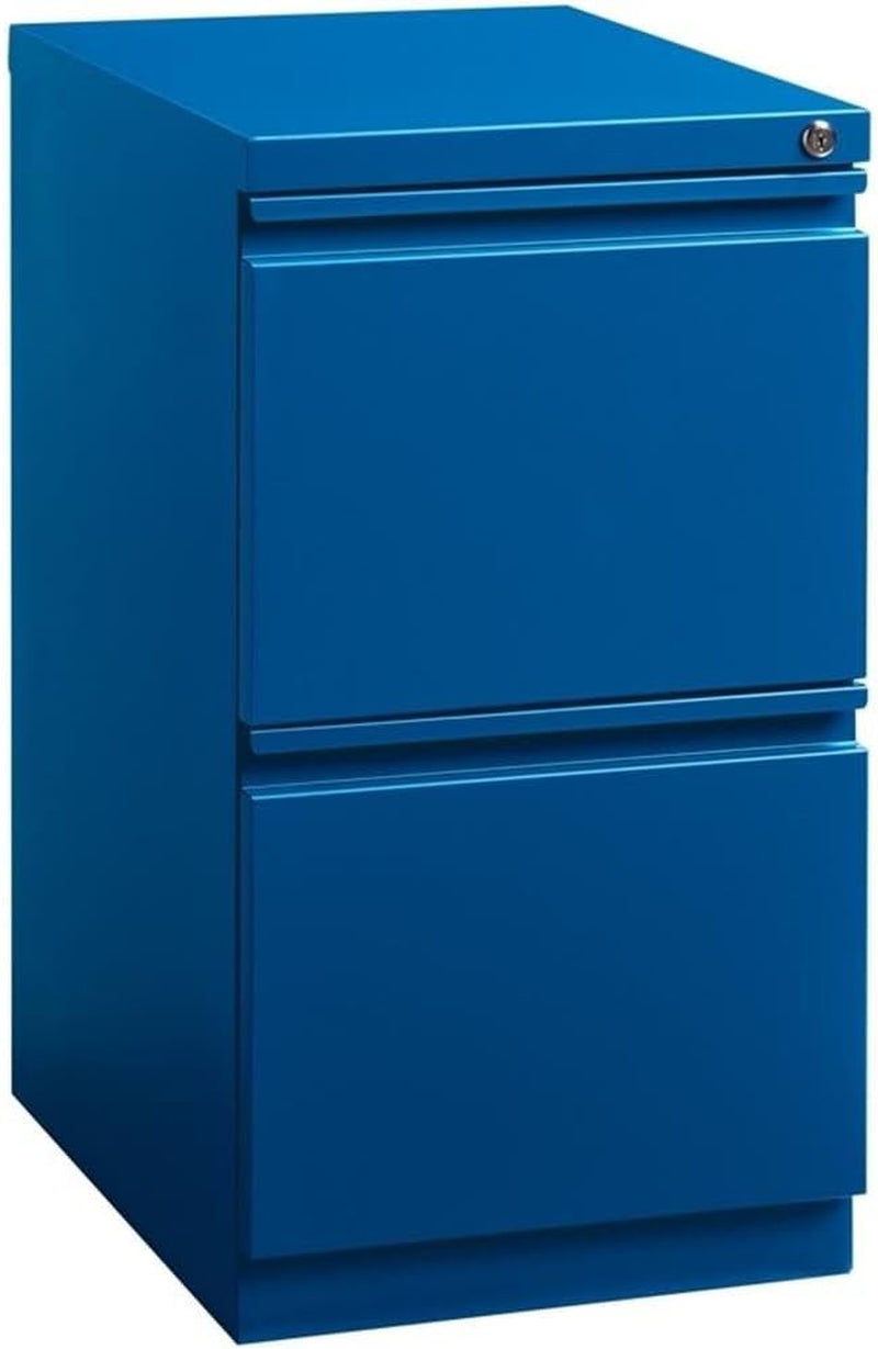 20" 2-Drawer Modern Metal Mobile Pedestal File Cabinet in Blue-0