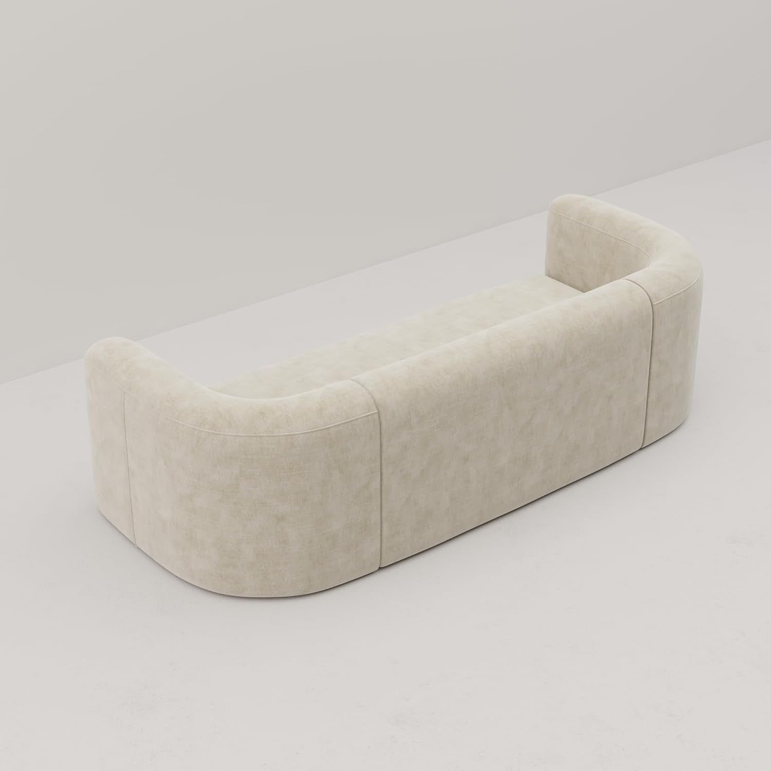 Luxury Modern Tight Curved Back Velvet Sofa, Minimalist Style Comfy Couch for Living Room Apartment, 3 Seater, Cream-4