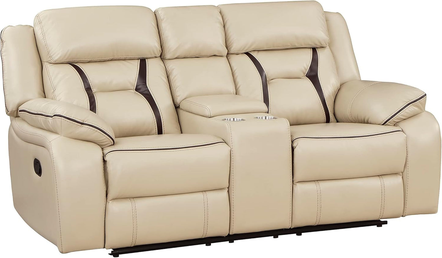 Recliner Living Room Set, Wall Hugger Manual Recliner Sofas, Couches for Living Room, Home Theater Seating, Includes Reclining Sofa and Loveseat, 2-Piece Couch Set, Beige-3