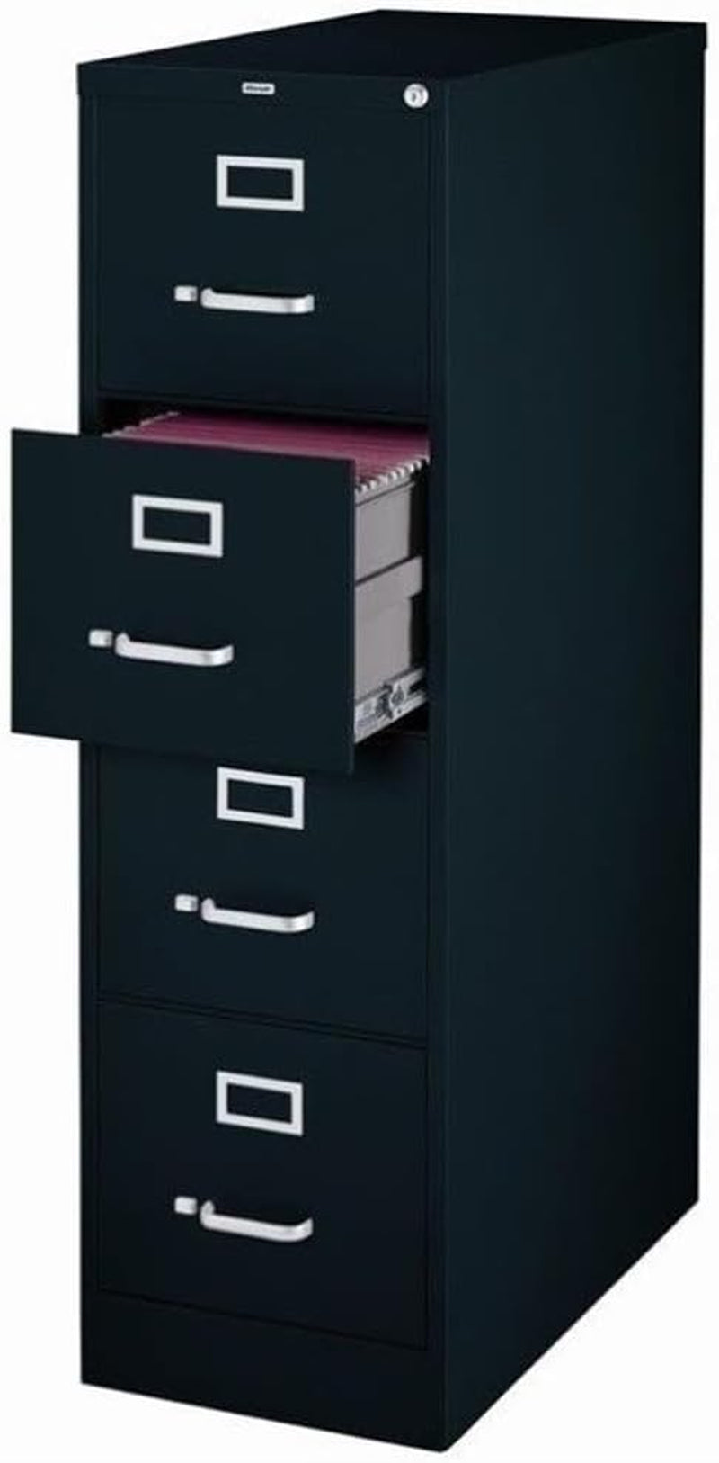 Hirsh 25" Deep Fully Assembled 4 Drawer Letter Width Metal Vertical File Cabinet, Commercial Grade, Black-0