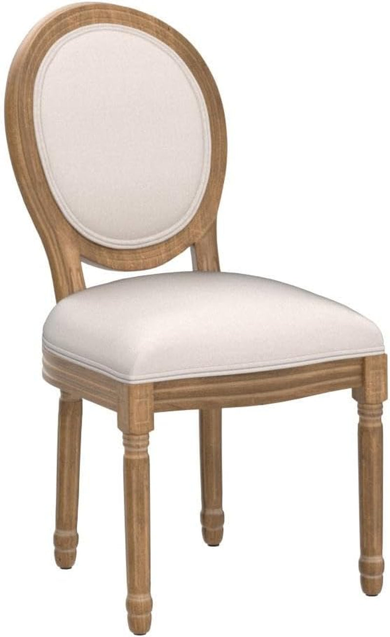 French Country Dining Chairs Set of 2, Upholstered Dining Room Chairs with round Back Farmhouse Kitchen Chairs for Living Room, Kitchen, Restaurant (Beige-Round)-4