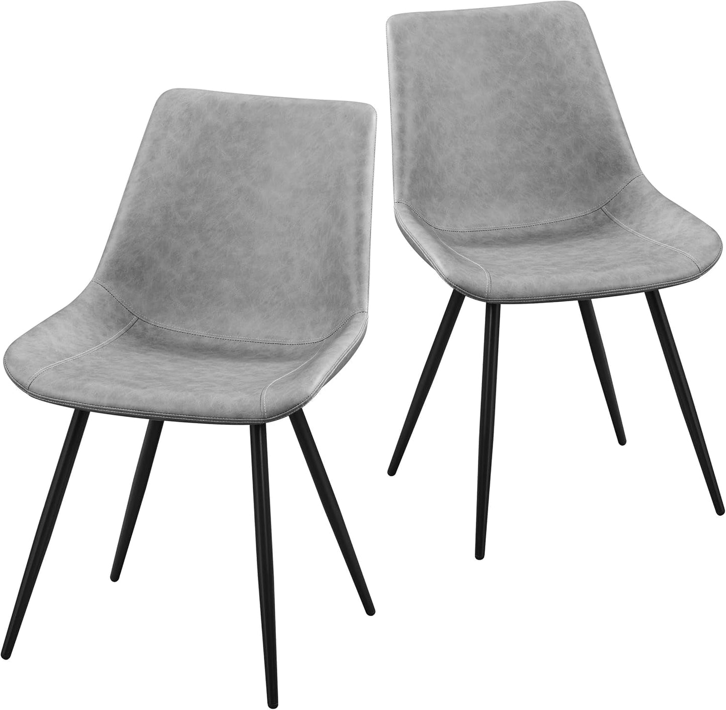 Dining Chairs Set of 2 Modern Upholstered Dining Room Chairs Faux Leather Mid Century Kitchen Chairs with Metal Legs for Dining Room Kitchen, Grey-0