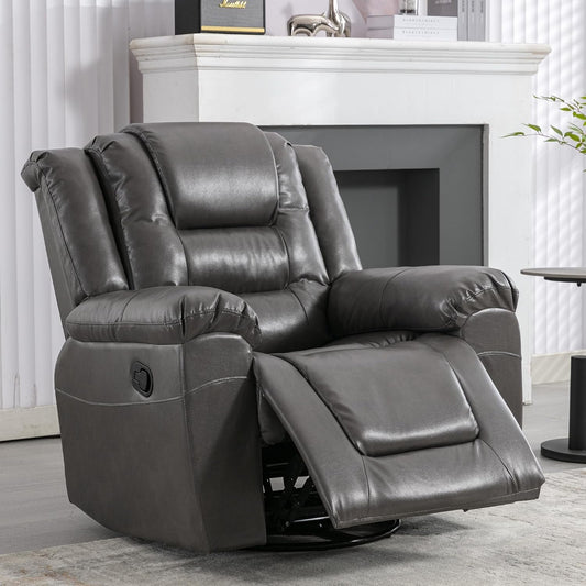 Leather Recliner Chair with Adjustable Backrest, Modern Home Theater Seating for Living Room, Bedroom, Home Theater,Rv(Grey)-0