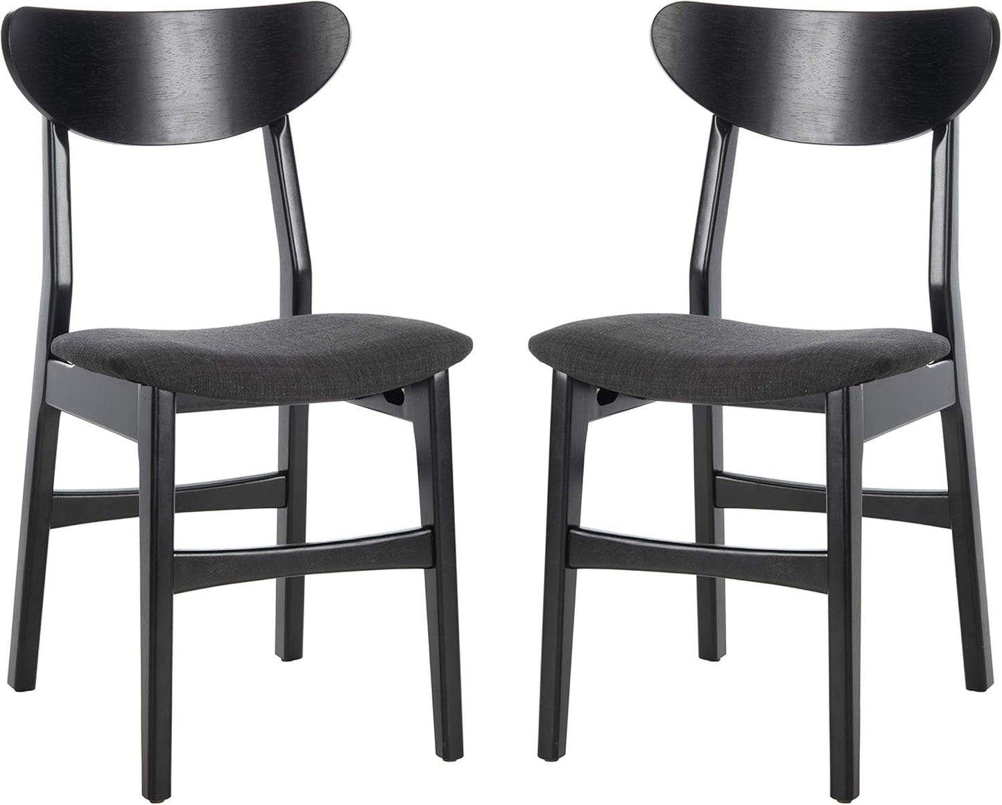 Home Lucca Retro Black and Black Cushion Dining Chair, Set of 2, Wood-0