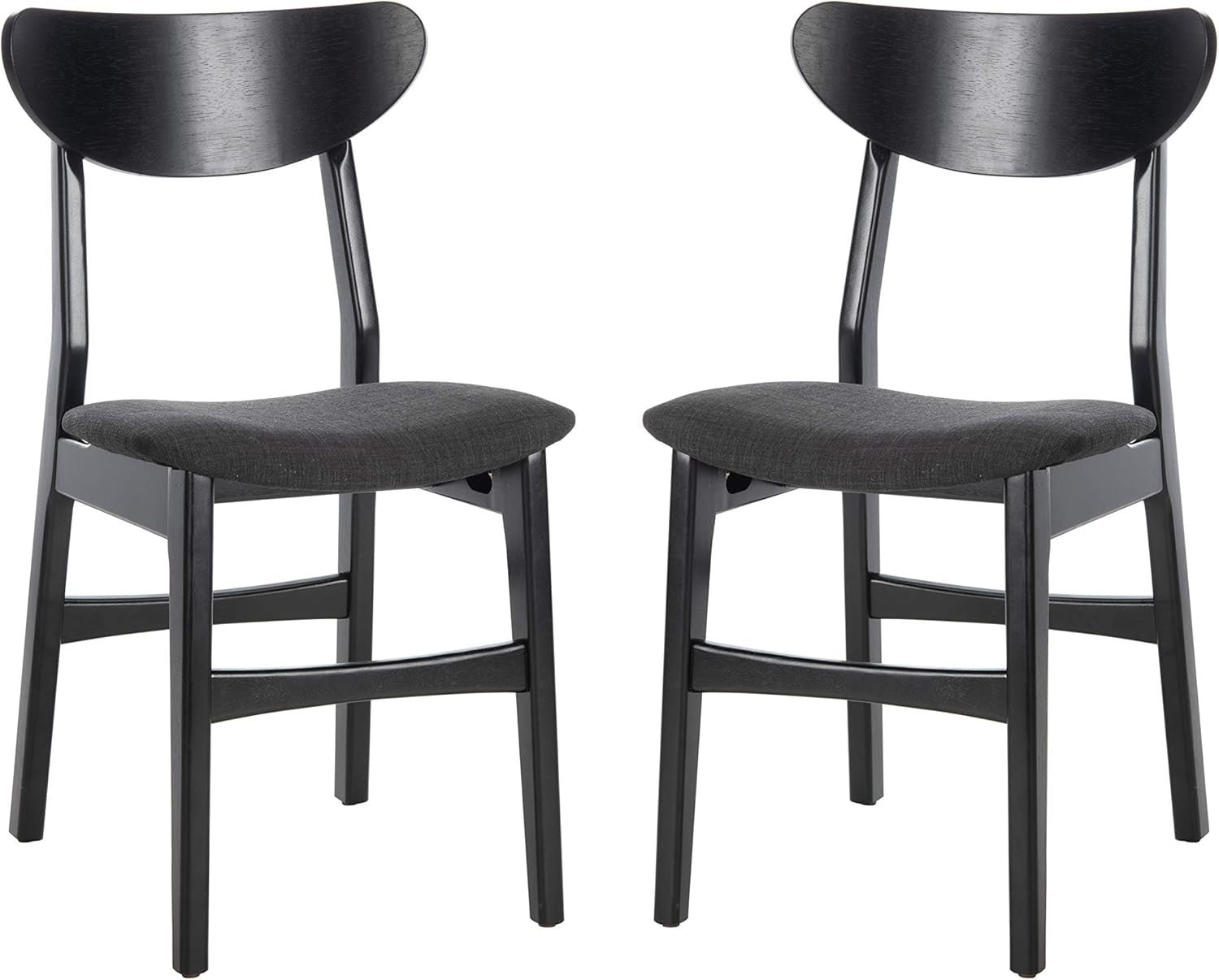 Home Lucca Retro Black and Black Cushion Dining Chair, Set of 2, Wood-0