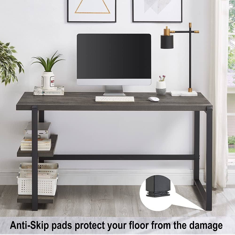 Rustic Industrial Computer Desk with Shelves-3