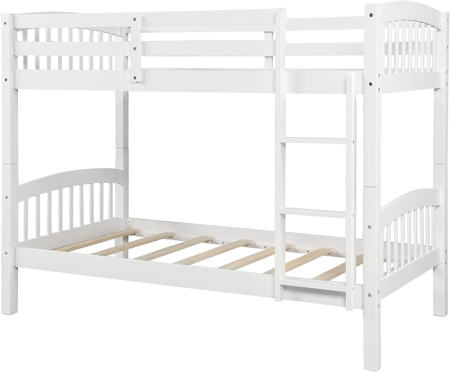 Twin over Twin Wood Bunk Bed with Ladder-1