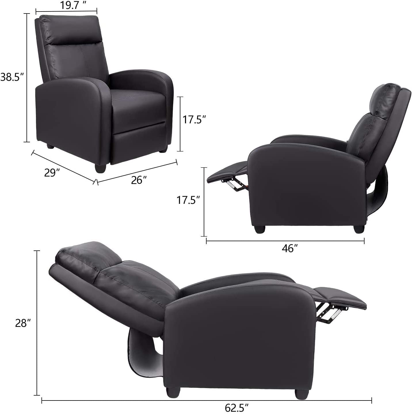 Modern PU Leather Recliners Chair Home Theater-1