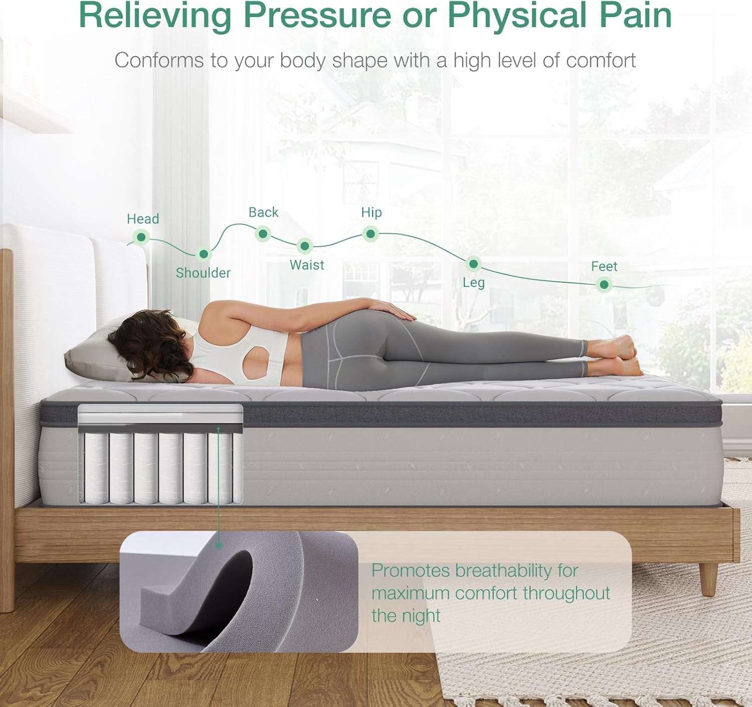 Queen Hybrid Mattress, 12 Inch, Pillow Top, Medium-Soft-4