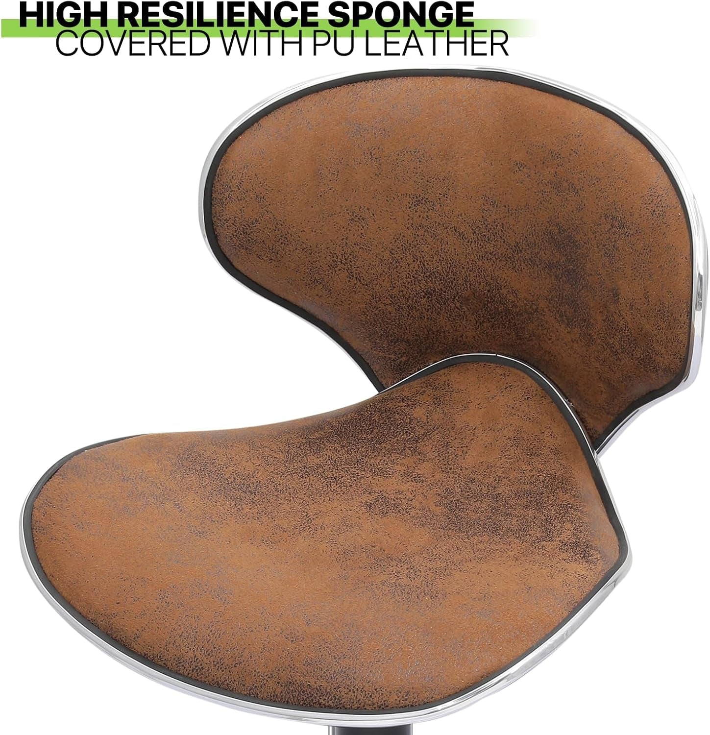 Bar Stools Set of 2 Adjustable Counter Height PU Leather Modern Swivel Barstools W/Back and Footrest Kitchen Counter Chairs, Coffee Color-4