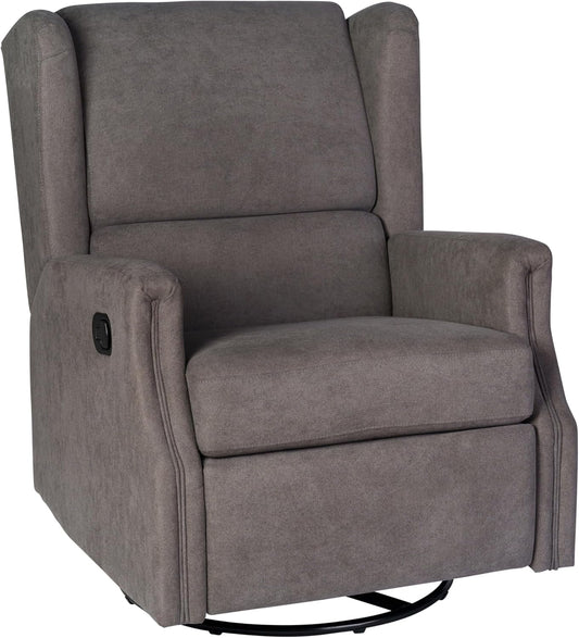 Omma Swivel Glider Rocking Recliner, Manual Wingback Recliner with 360 Degree Swivel, for Living Room, Bedroom, or Nursery, Upholstered, Dark Gray-0