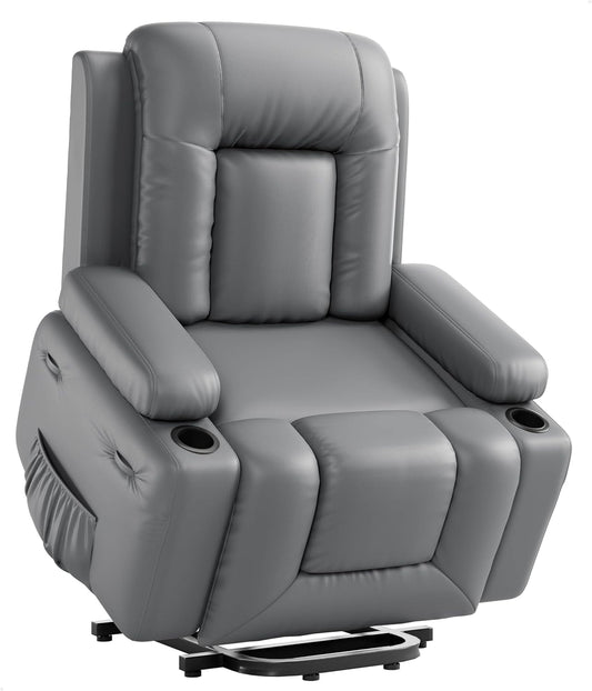 Power Lift Recliner Chair - Heat and Massage, Adjustable Back and Legs, PU Leather Electric Lift Chair Designed for the Elderly and People with Mobility Impaired-0
