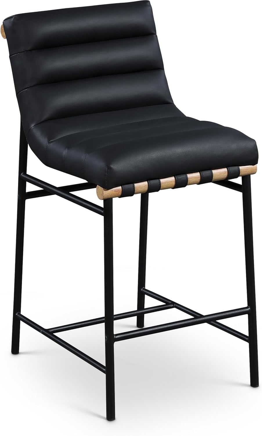857Black-C Burke Collection Modern | Contemporary Vegan Leather Upholstered Counter Stool, Black, 18" W X 24" D X 37.5" H-0
