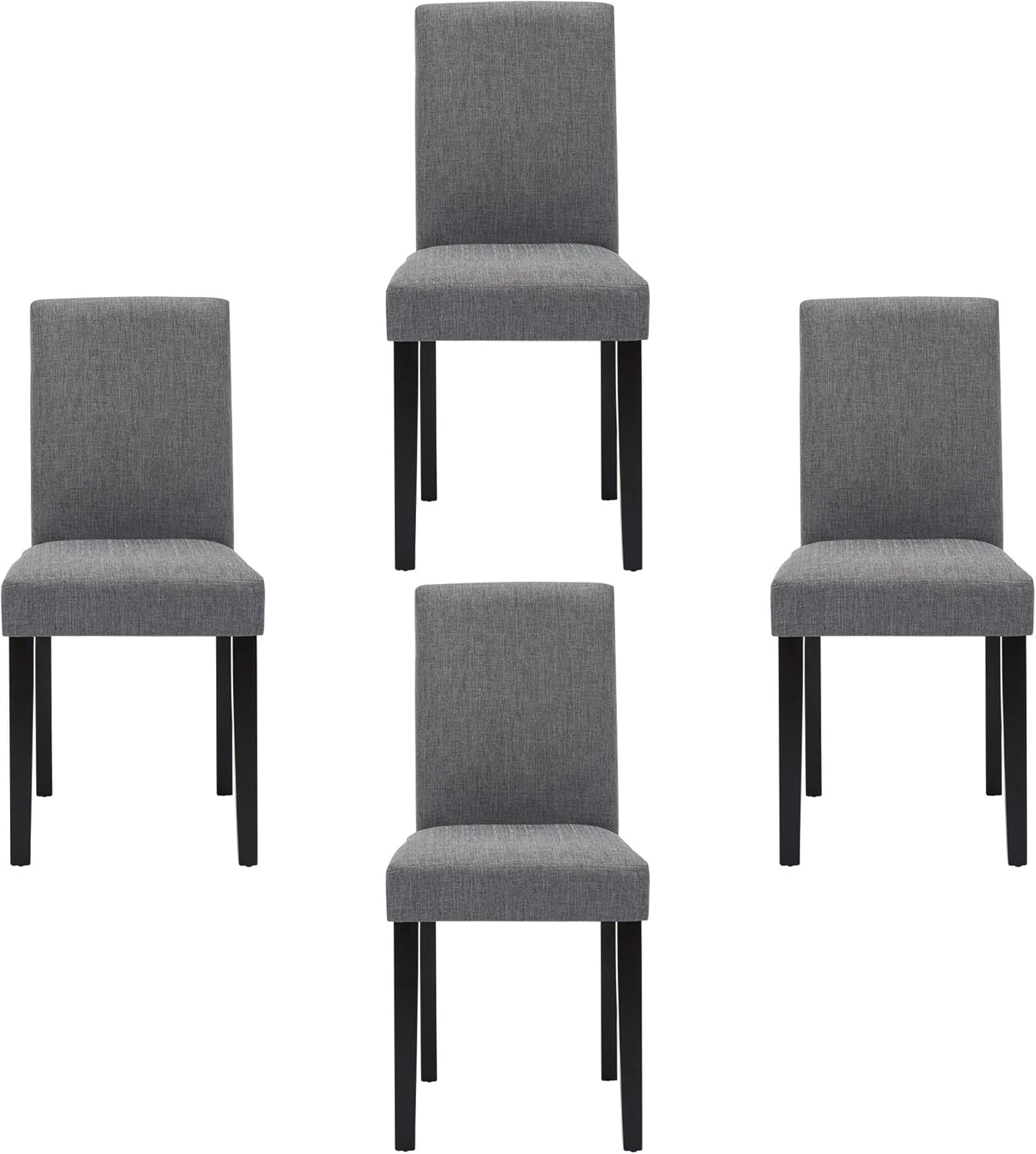 Set of 4 Modern Fabric Upholstered Dining Chairs Elegant Design Dining Room Chairs (Gray Set of 4)-0
