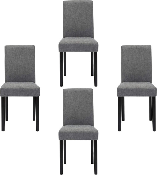 Set of 4 Modern Fabric Upholstered Dining Chairs Elegant Design Dining Room Chairs (Gray Set of 4)-0
