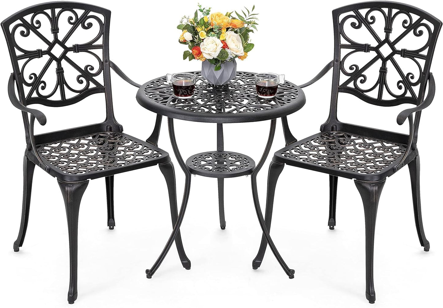 Black Rustproof Bistro Set Umbrella Hole-1