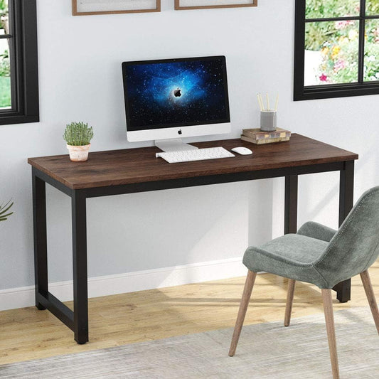 Computer Desk, 55 Inch Large Office Desk Computer Table Study Writing Desk Workstation for Home Office, Rustic Brown-1