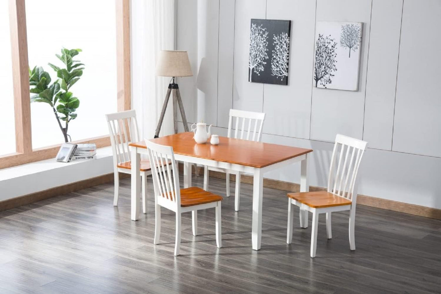 Bloomington Dining Chairs, Set of 2 - White/Honey Oak-1