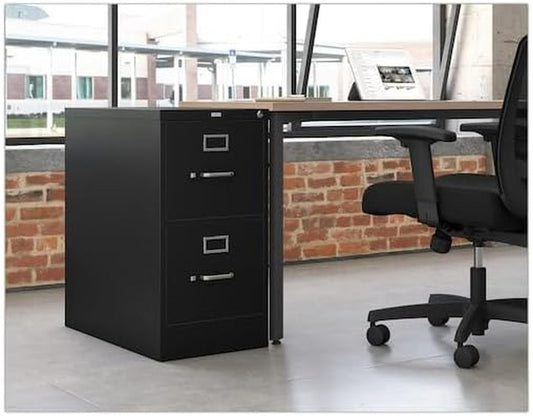 2-Drawer Office Filing Cabinet - 310 Series Full-Suspension Letter File Cabinet, 26.5"D, Black (H312)-1