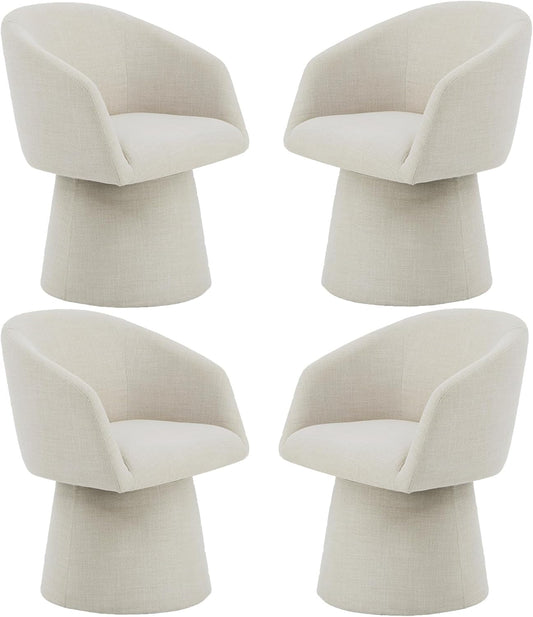 Swivel Dining Chairs Modern Accent Armchair Side Deskchair for Diningroom Vanity Bedroom Livingroom Reading Room,Linen,4 PCS-0