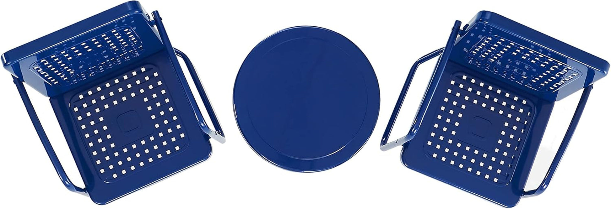 Bates 3-Piece Outdoor Chair and Side Table Set, Retro Metal Bistro Patio Conversation Sets, Navy Gloss-3