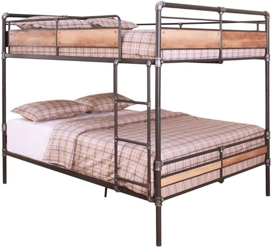 Brantley II Queen over Queen Metal Bunk Bed in Sandy Black-0