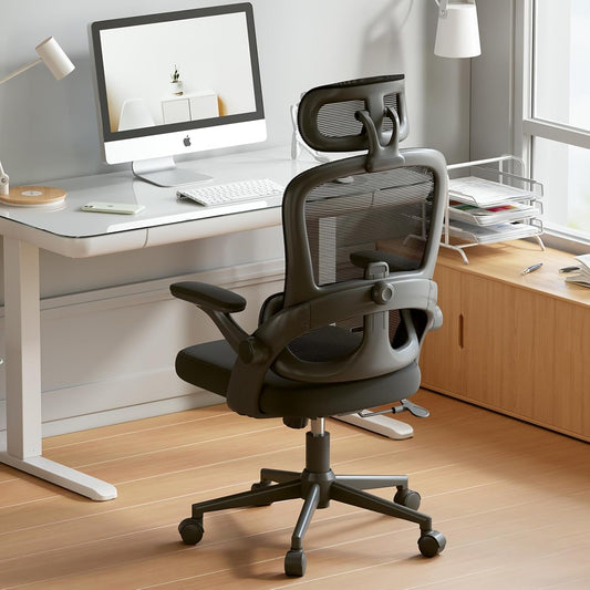 M102C Ergonomic Mesh Office Chair, High Back Desk Chair with 3D Armrests, Up&Down Lumbar Support, Swivel Computer Task Chair with Adjustable 2D Headrest, Tilt Function Black-1
