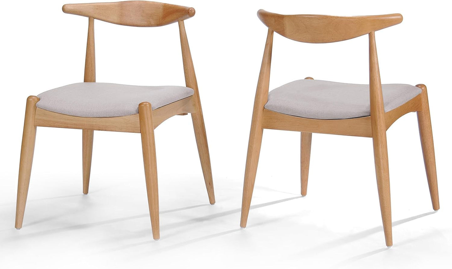 Francie Fabric with Oak Finish Dining Chairs, 2-Pcs Set, Beige-0