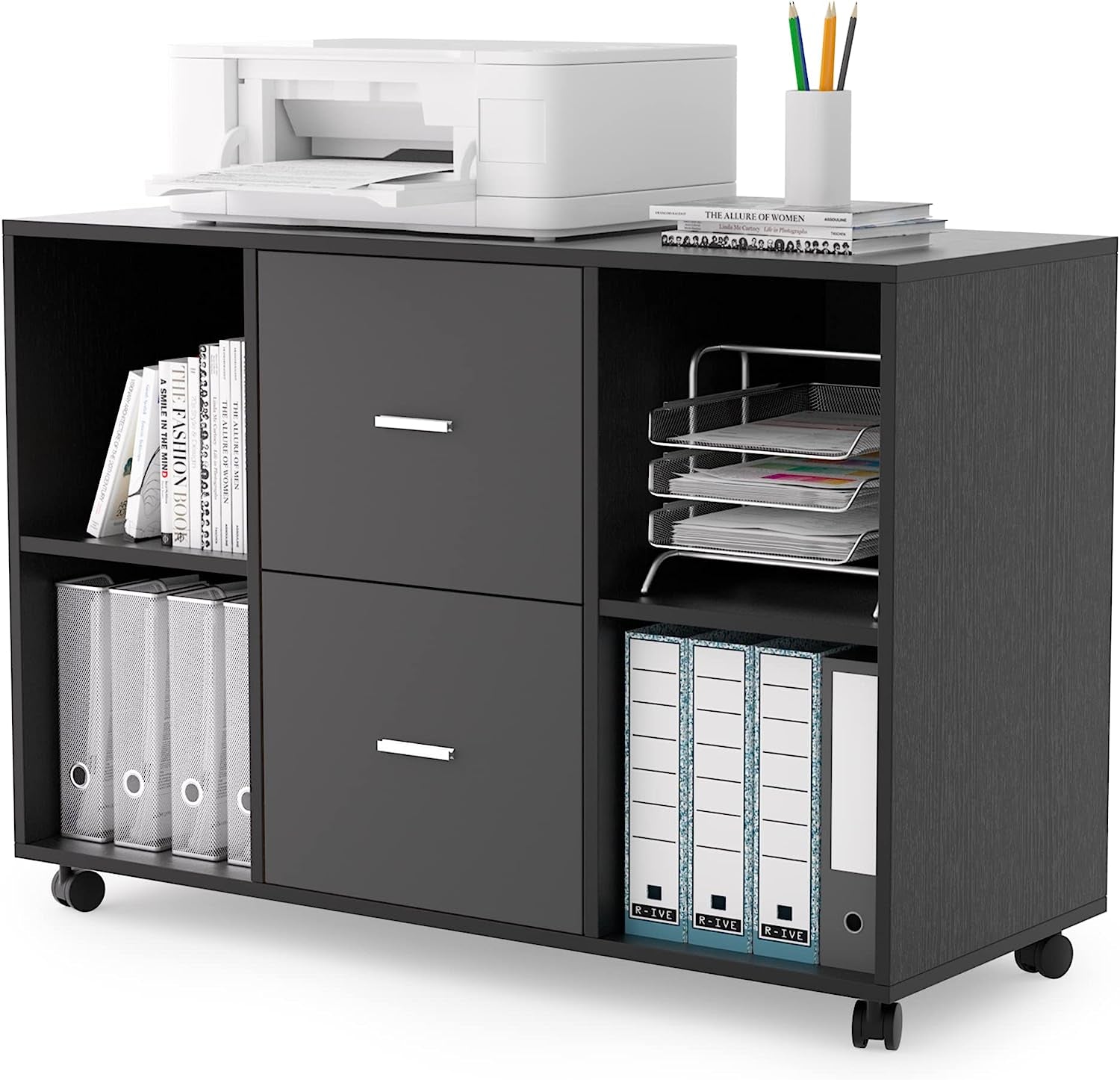 Large Mobile File Cabinet with Printer Stand-1
