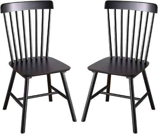 Wooden Windsor Dining Chairs Set of 2 Wood Dining Room Chair Black Spindle Side Kitchen Room Country Farmhouse Chairs-0