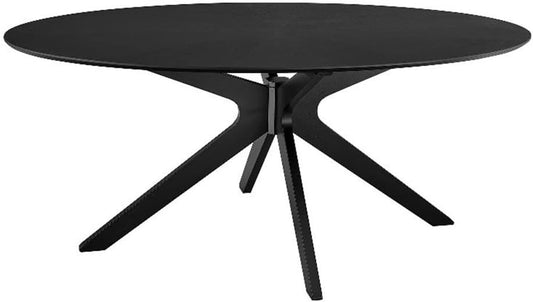 Crossroads 71" Oval Wood Dining Table, Wood Veneer, Seats 6, Easy to Assemble in Black-0