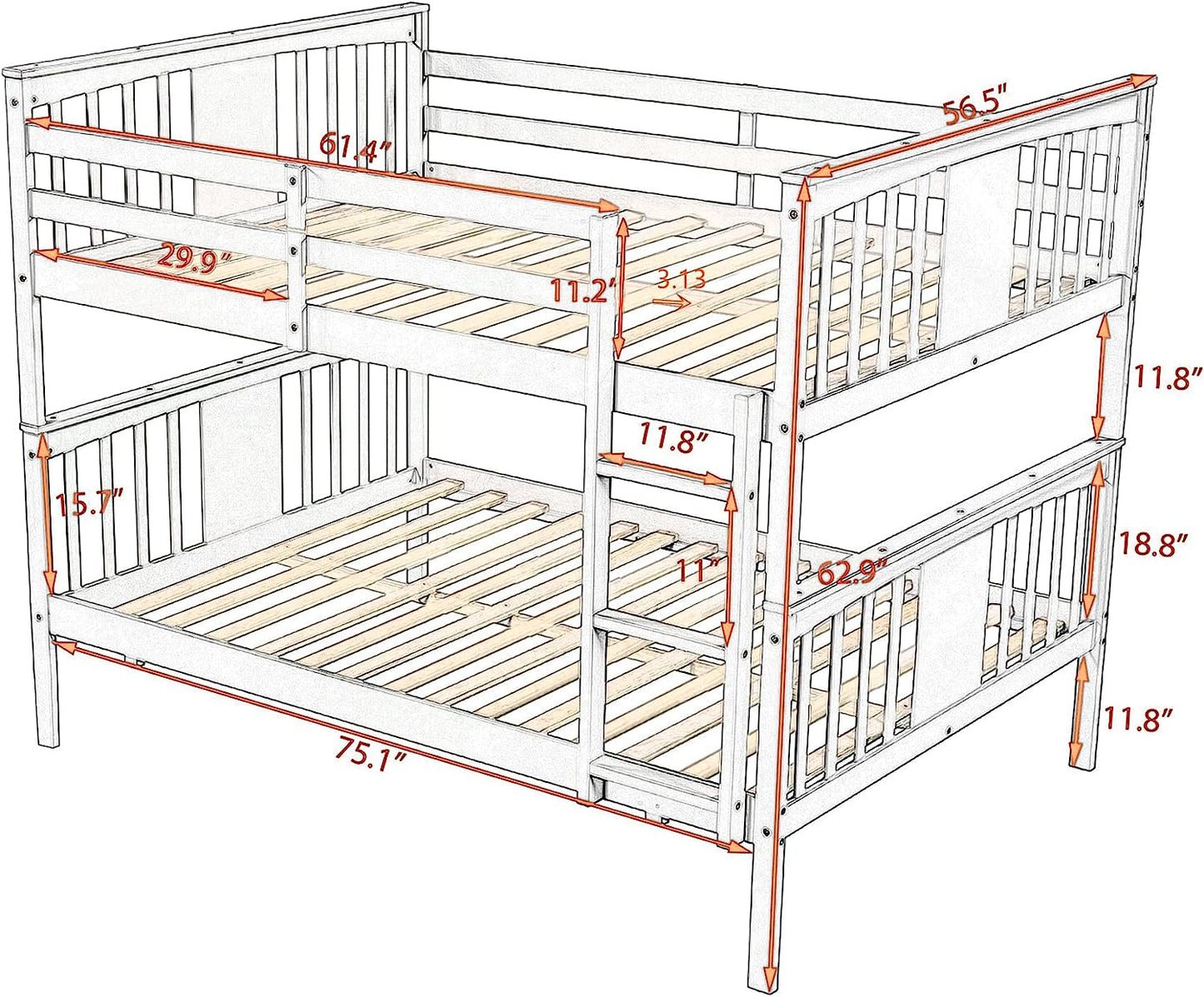 Dividable Full over Full Bunk Bed with Full-Length Guardrail-2