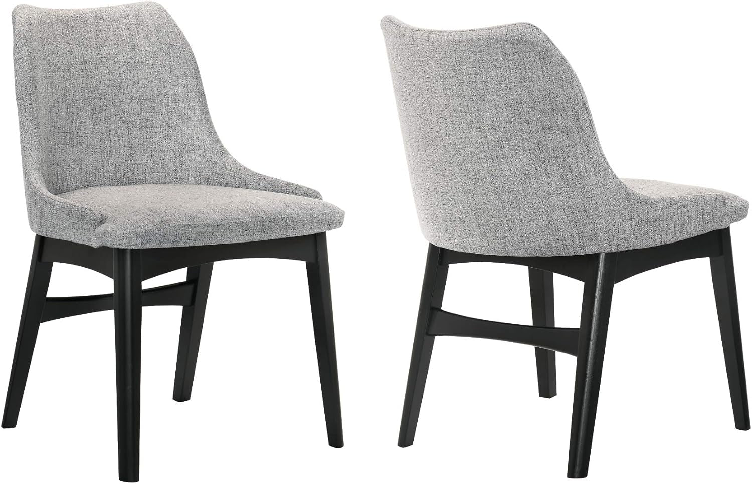 Azalea Fabric Wood Dining Side Chairs-Set of 2, 19" SH, Gray/Black-2