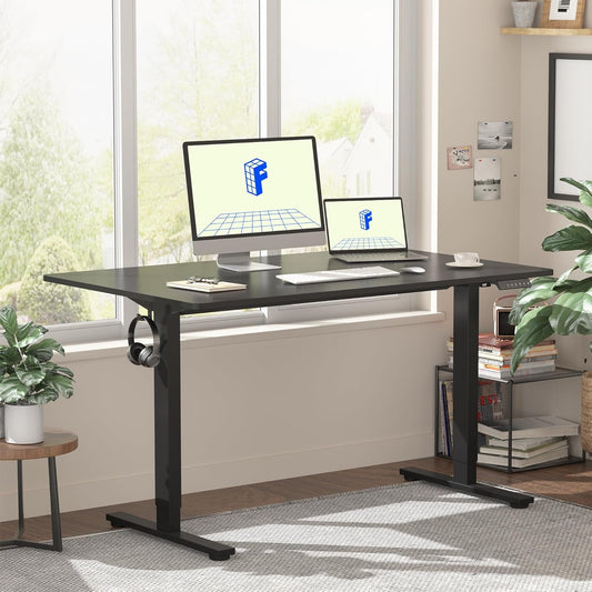 48" Black One-Piece Electric Standing Desk-0