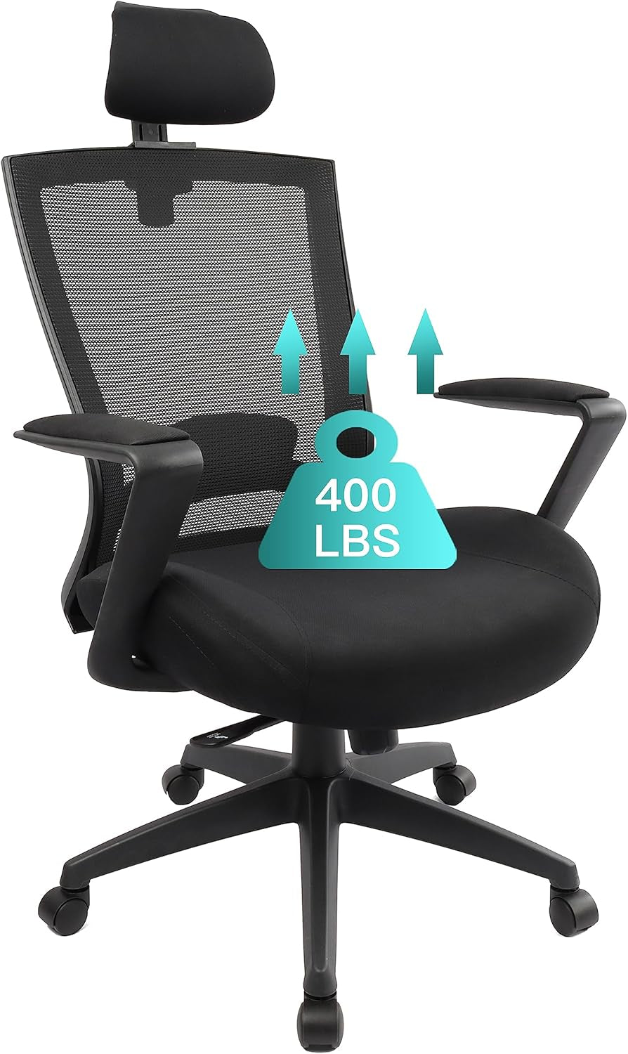 Ergonomic Office Chair for Big and Tall People, 400Lb Computer Desk Chair with Adjustable 2D Headrest, Lumbar Support & Armrests, 5 Inch Thick Foam Cushion Seat, Mesh Rolling Chair for Work & Gaming-0