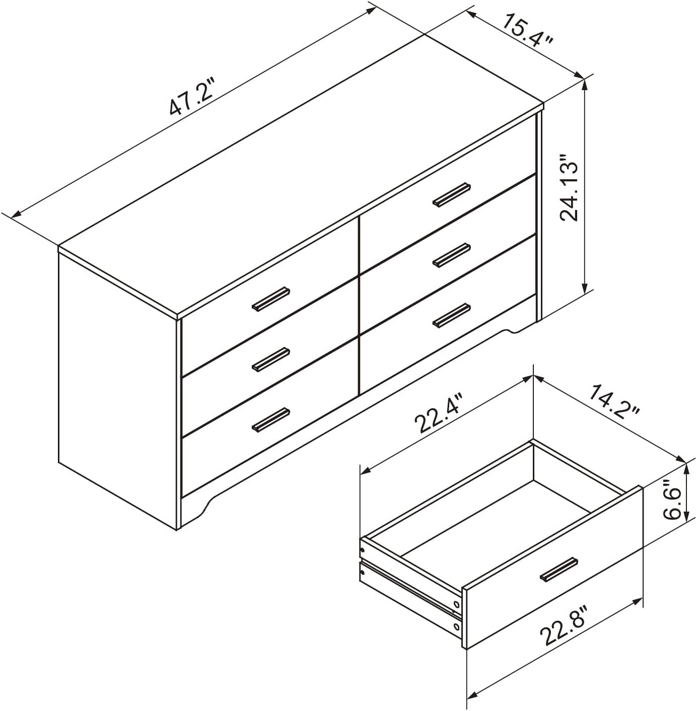 Dresser for Bedroom with 5/6 Drawers, Wooden Chest of Drawers, Storage Organizer Unit Dressers for Bedroom, Living Room, Hallway, Nursery (White, 6 Drawer)-2