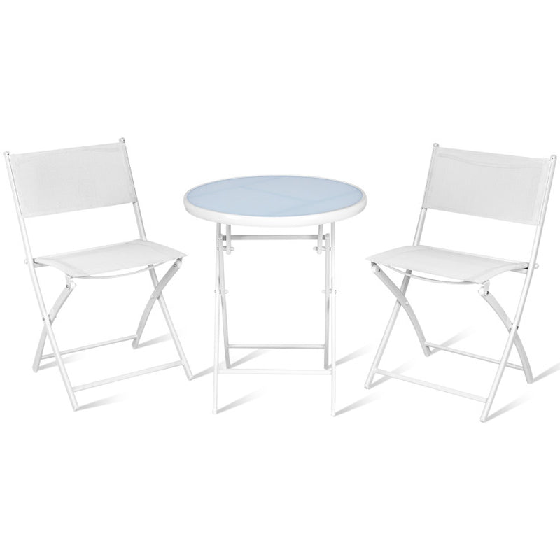 3 Pieces Patio Folding Bistro Set for Balcony or Outdoor Space-5