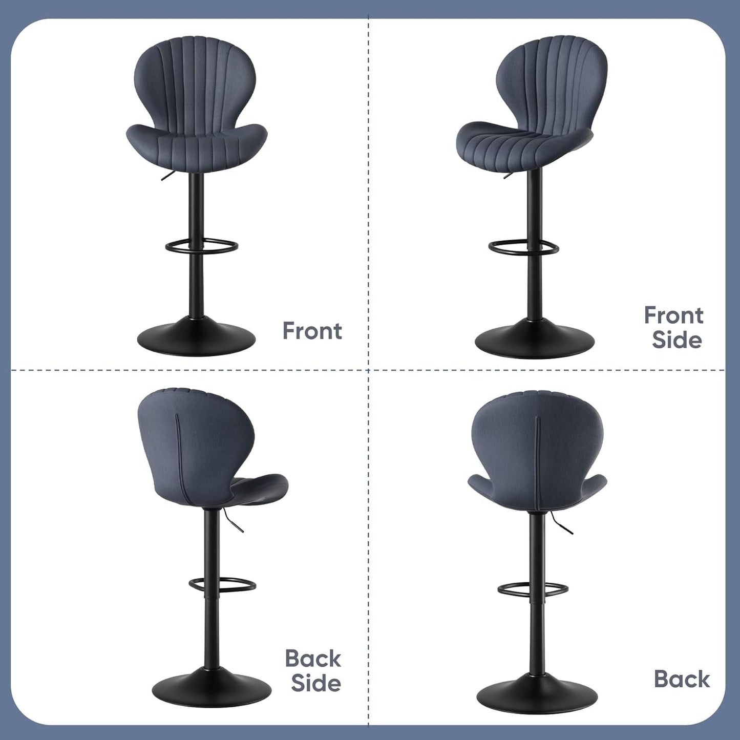 Bar Stools Set of 3 Modern Swivel Bar Chairs, Barstools Counter Height with High Backrest, Easy 3-5 Minute Assembly for Bar, Kitchen, Dining Room Dark Grey-4