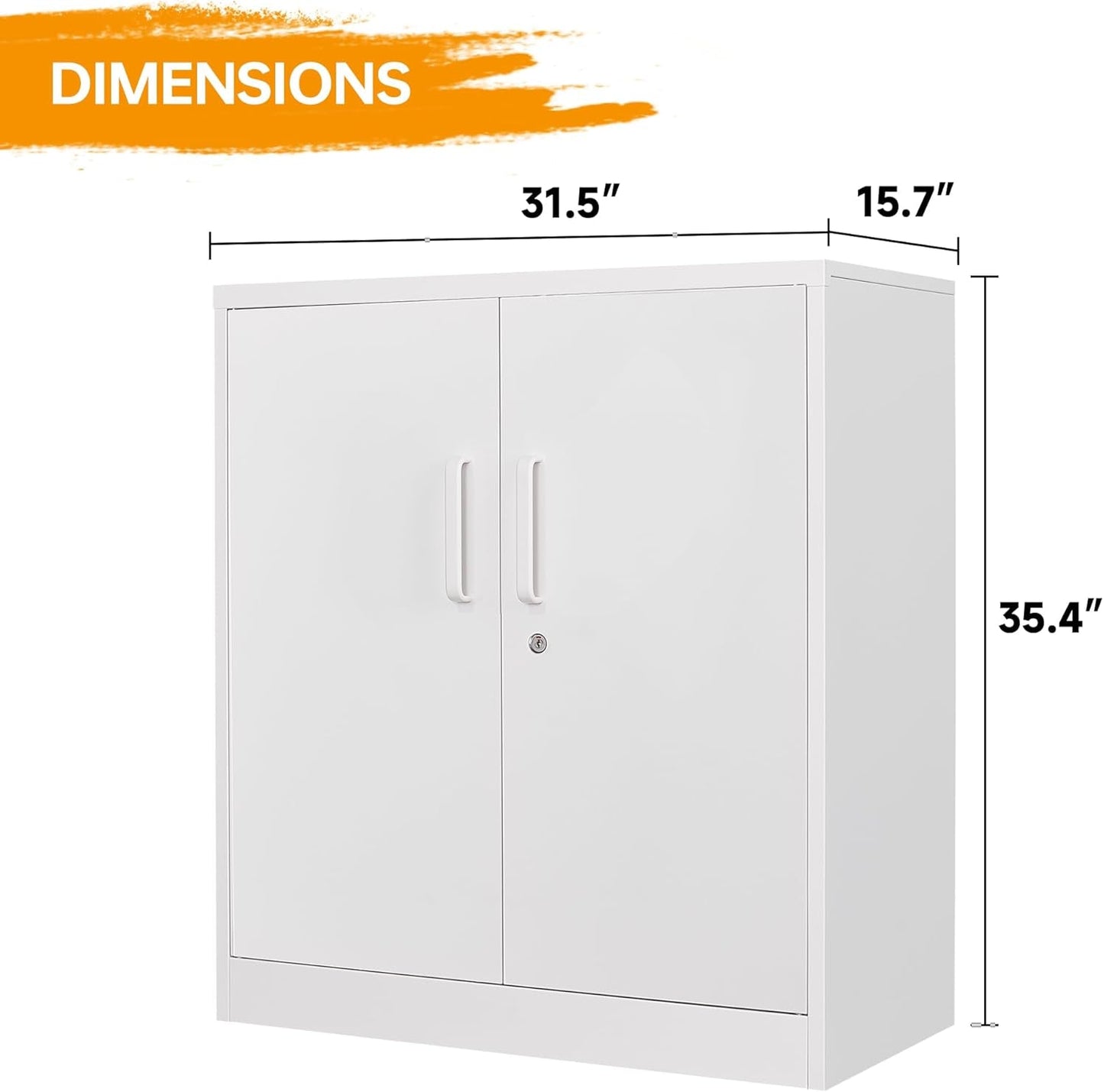 Metal Storage Cabinet with 2 Doors, Lockable Steel Storage Cabinet with 2 Doors and Adjustable Shelves, Steel Lockable File Cabinet, Locking Tool Cabinets for Office,Home,Garage-2