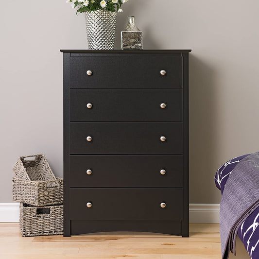 Sonoma 5-Drawer Black Chest for Bedroom-0