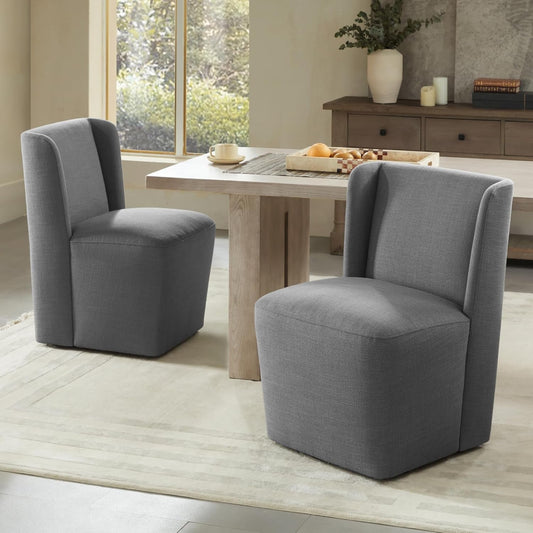 Dining Chairs with Casters No Assembly Upholstered Wingback Single Sofa Armless Deskchair for Bedroom Waiting Room Kitchen Diningroom-1