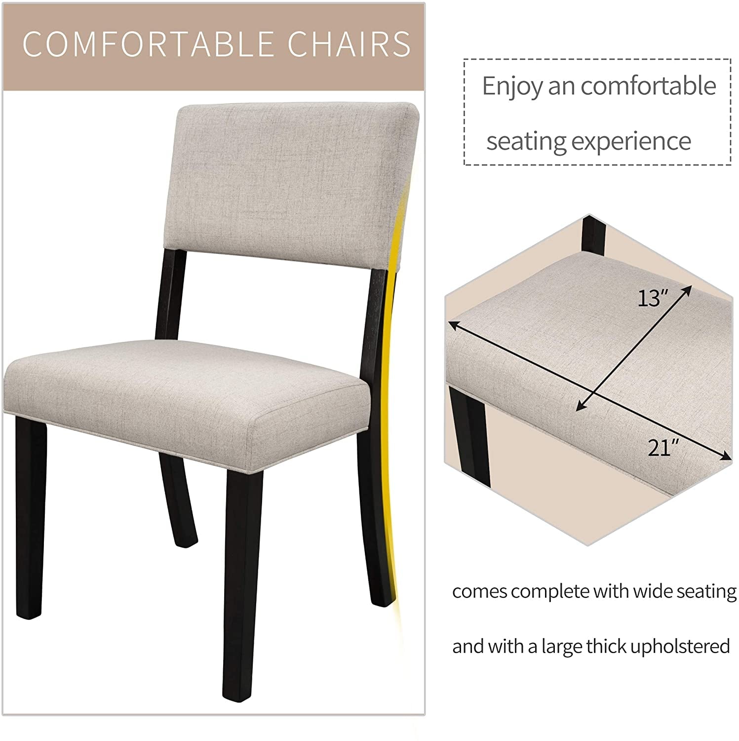 5-Piece Dining Set, round Bottom Shelf, 4 Upholstered Chairs-3