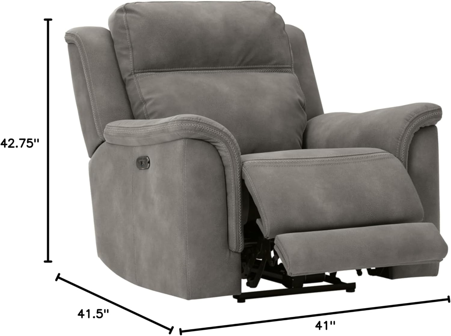 Next-Gen Durapella Power Recliner with Adjustable Headrest, Gray-2