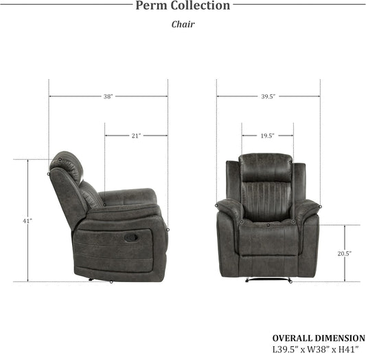 Brownish Gray Microfiber Recliner Set Sofa, Loveseat, Chair-1