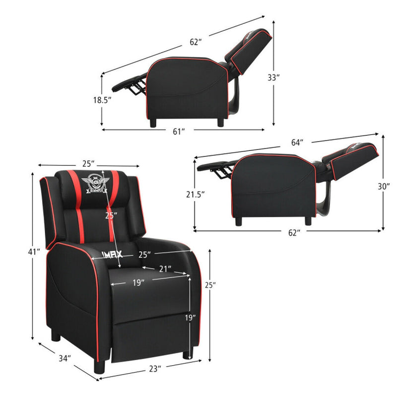 Massage Gaming Recliner PU Leather Chair with Footrest-4