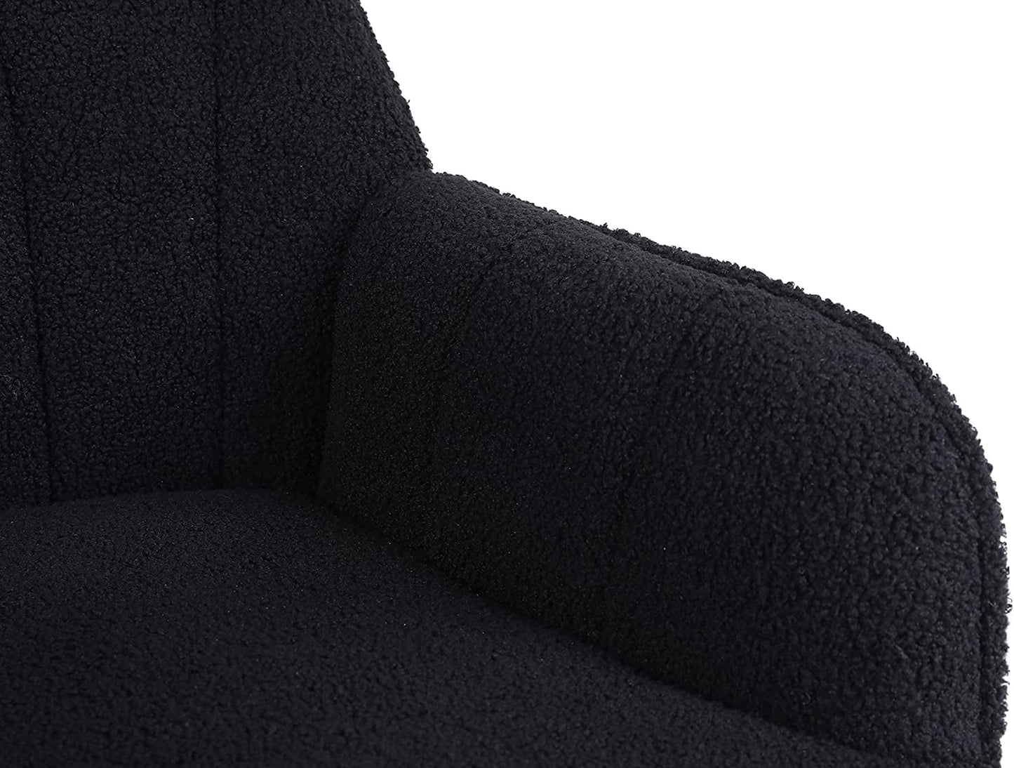 Golden-Legged Black Teddy Chair for Home Office-1