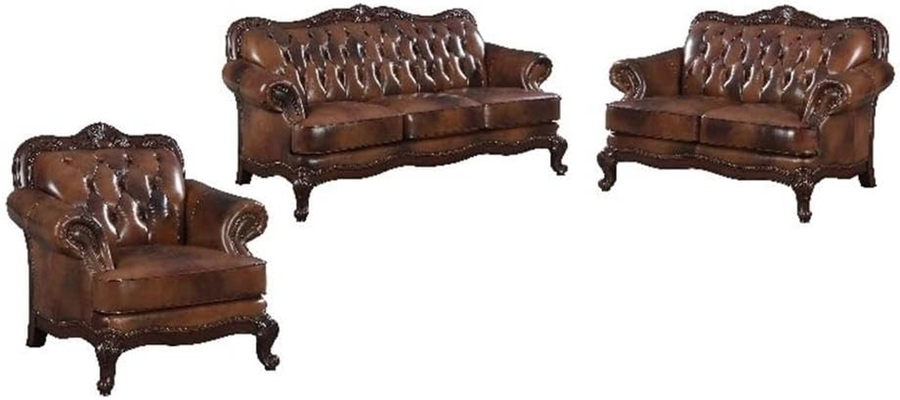 Victoria 3-Piece Sofa Set, Brown-0